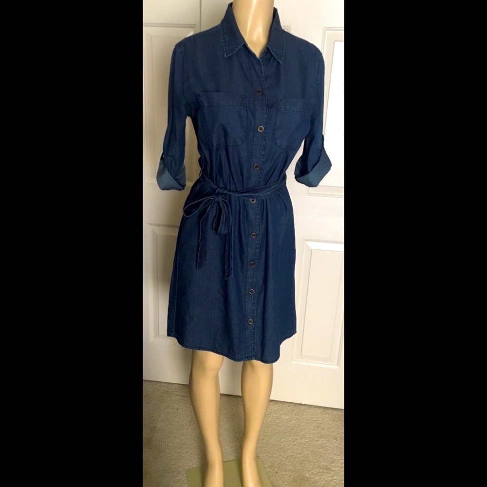 🌵 I.Q. Dark Denim Shirt Dress M
